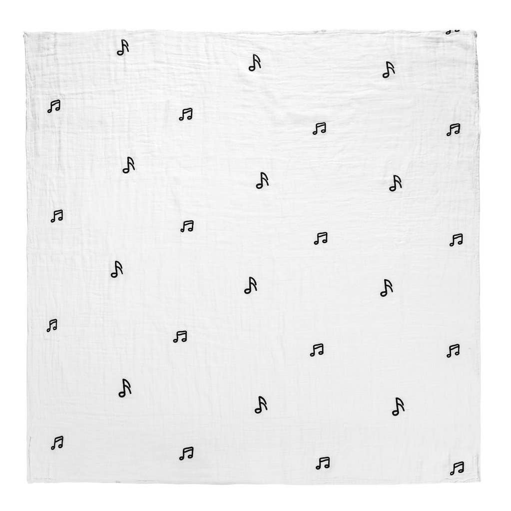 Organic Baby Cotton Muslin Swaddle - Music Notes