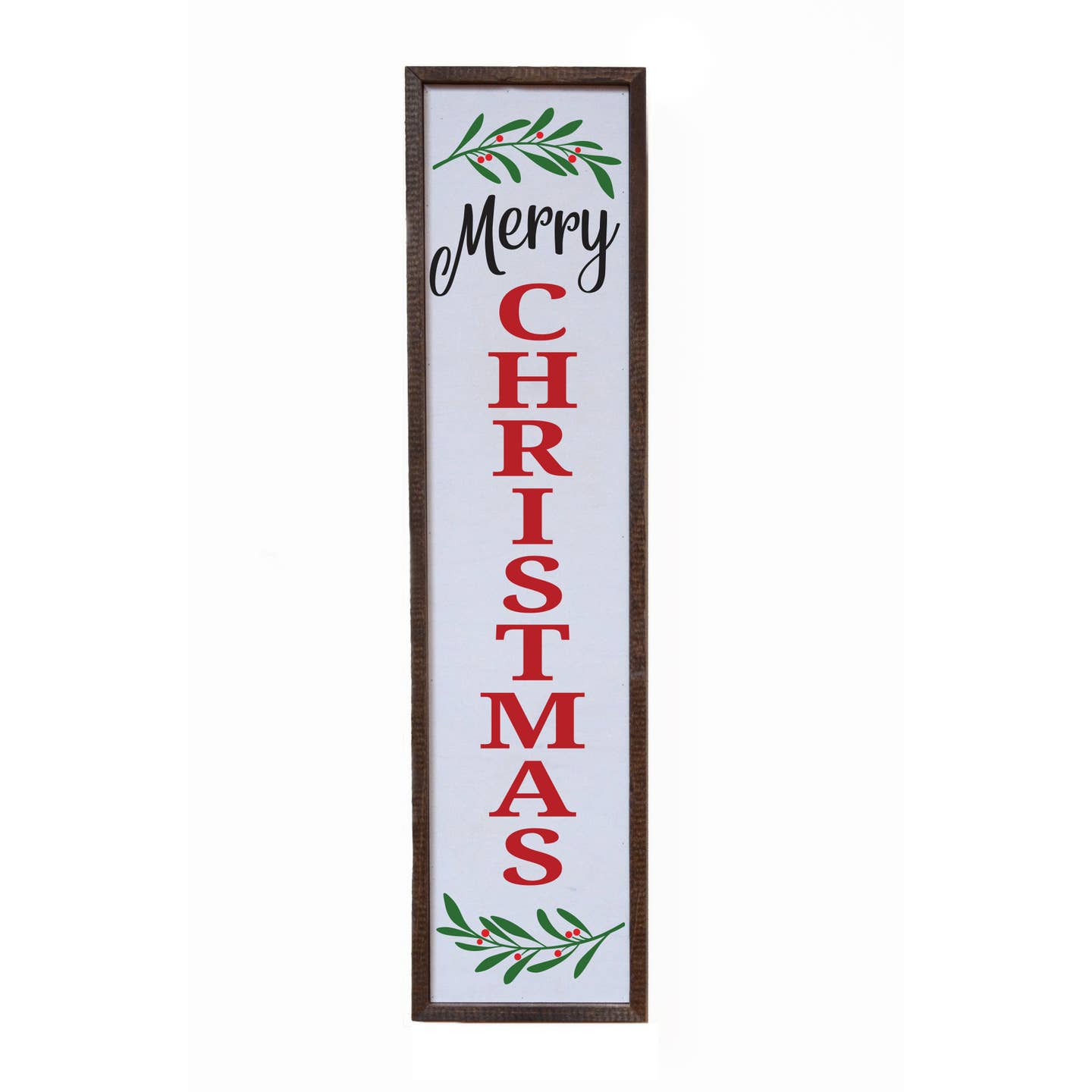 24x6 Merry Christmas With Wreath Decor - Wood Sign