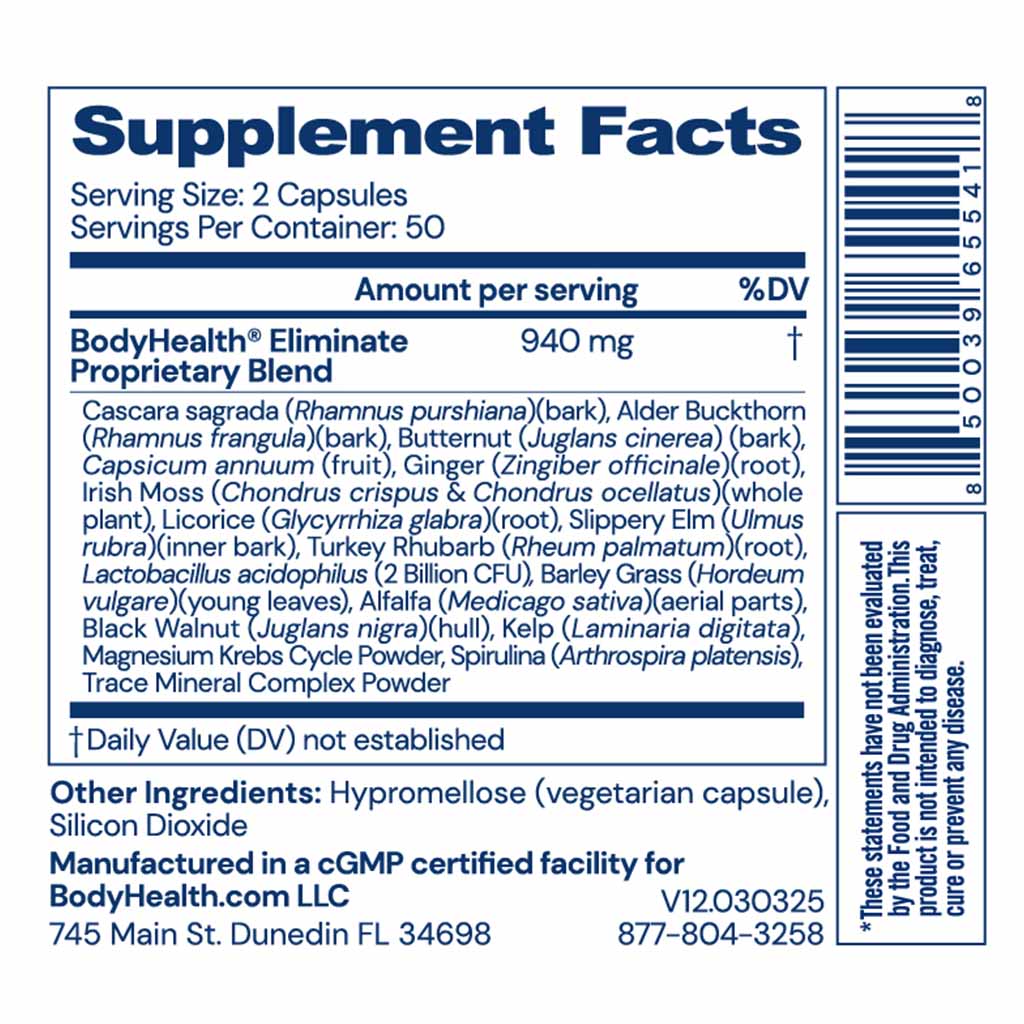 Eliminate (Body Health)
(100 capsules/50 serv.)