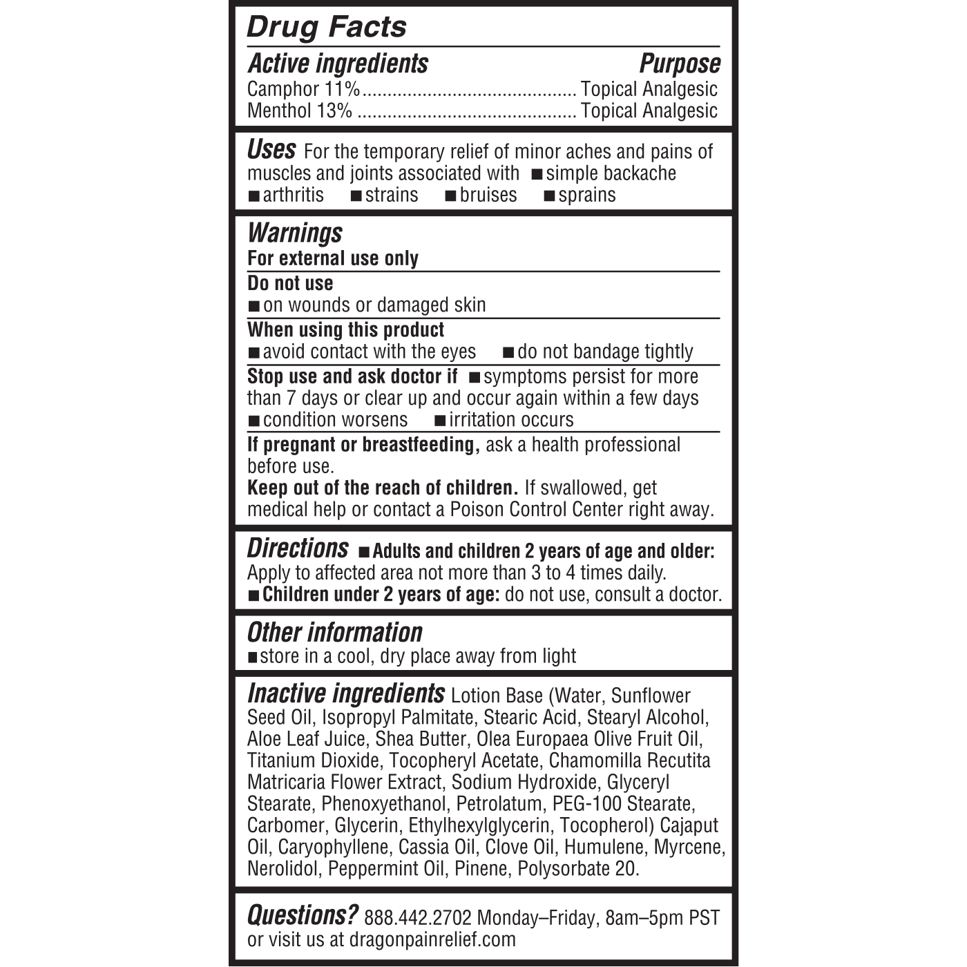 Dragon Pain Relief Lotion Super Strength 3.4 oz