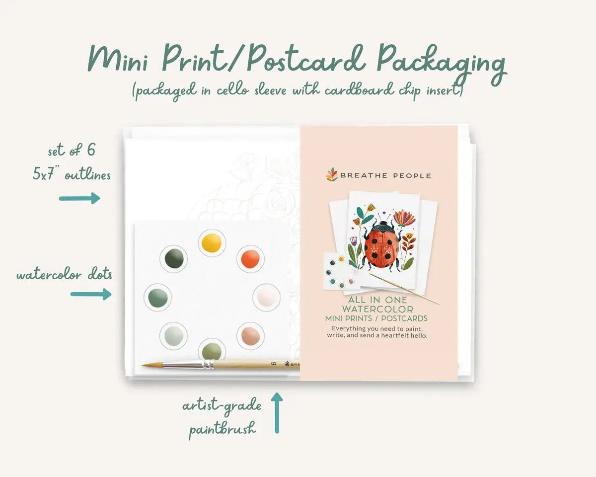 Watercolor Hand-Painted Postcard Kit: Botanicals
