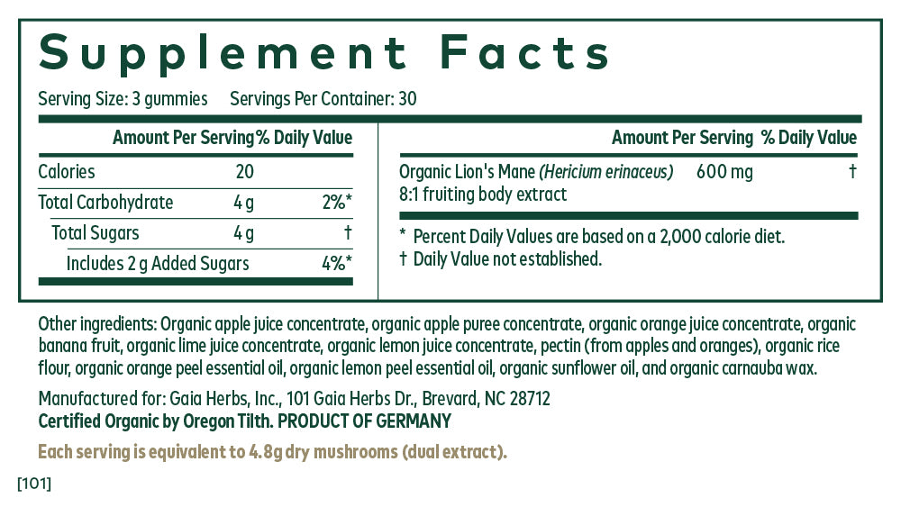 Lion's Mane Mushroom Organic PRO Gummies 90CT