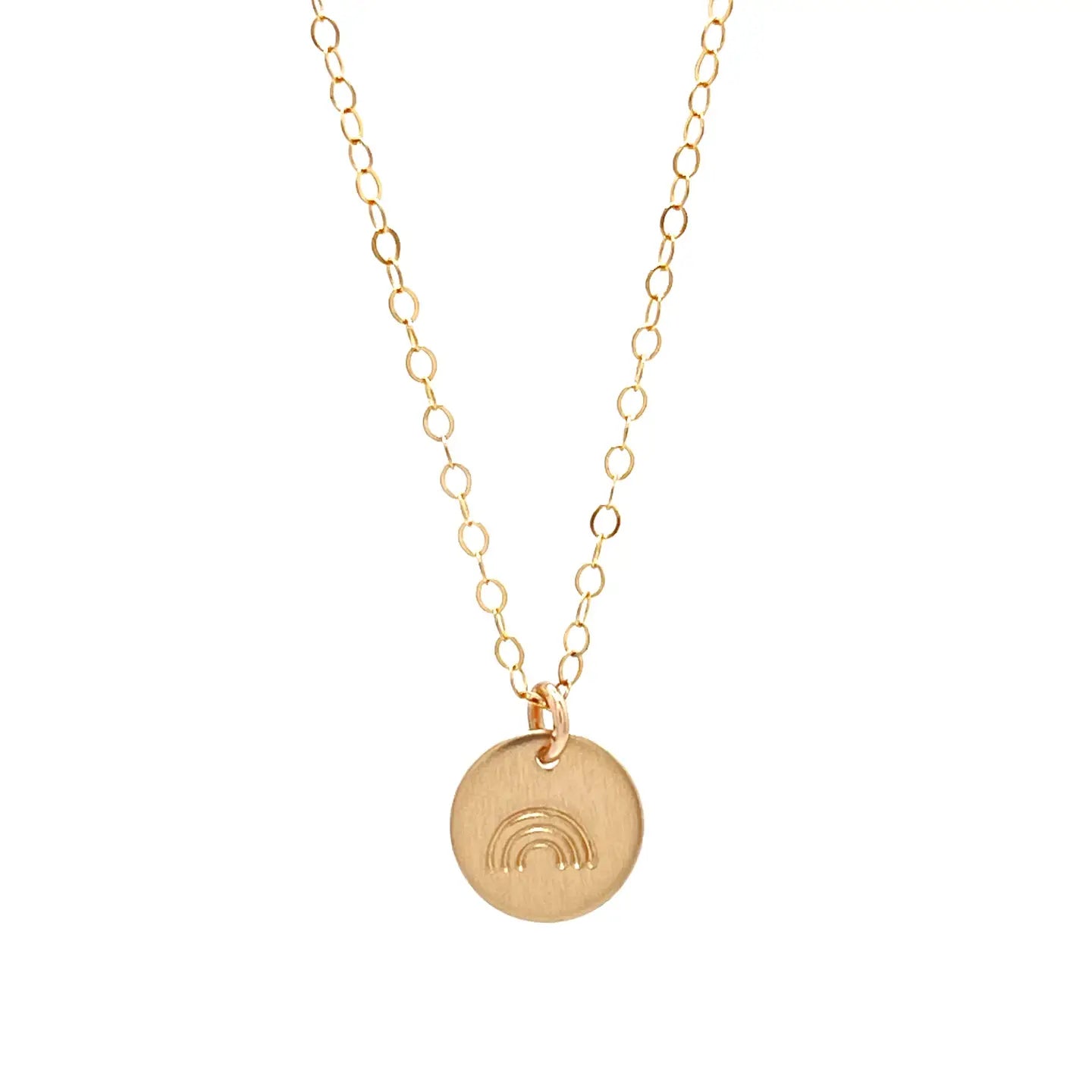Rainbow Disc Necklace - Hand Stamped, Minimalist
