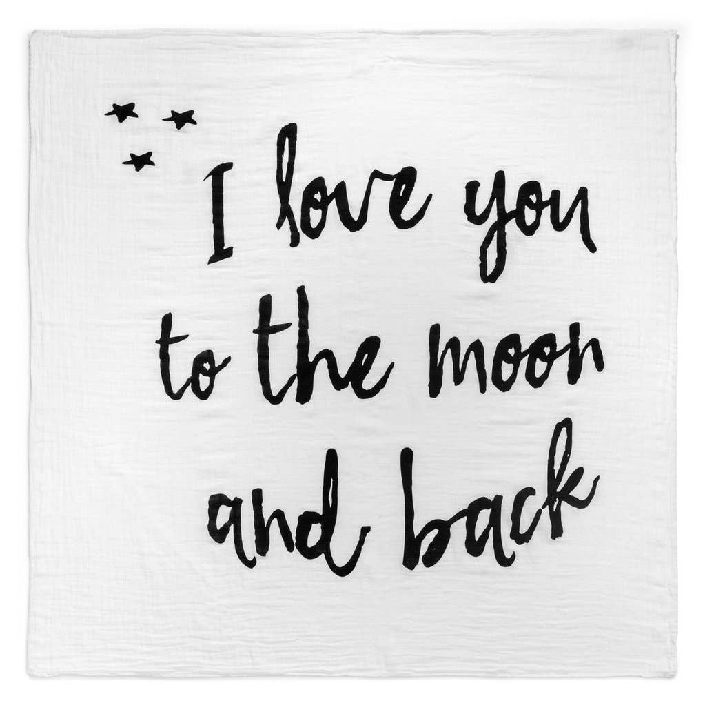 Organic Baby Swaddle Blanket- I love you to the Moon and Back