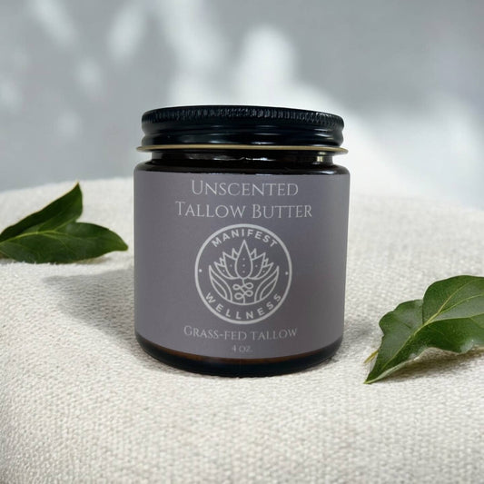 Unscented Tallow Butter, Grassfed & Organic 4 oz.