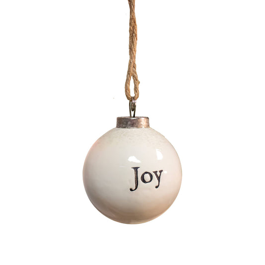 Joy White Ceramic Ornament