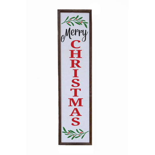 24x6 Merry Christmas With Wreath Decor - Wood Sign