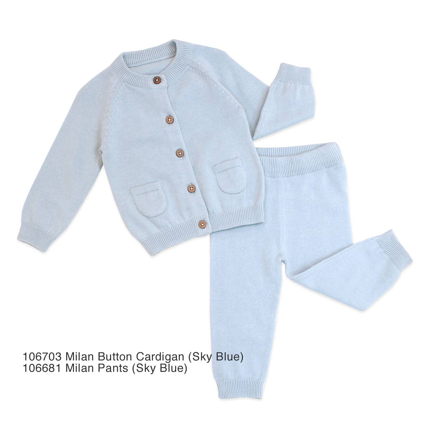 Milan Pastel Baby Button Cardigan Sweater (Organic Cotton)
