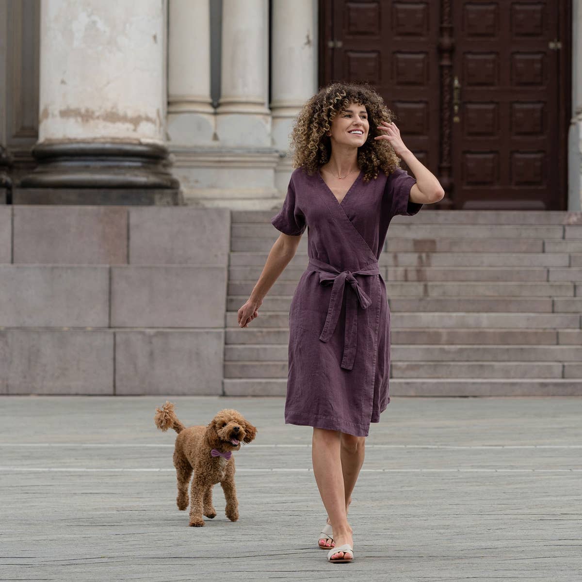 Organic 100% Linen Wrap Dress Eliana