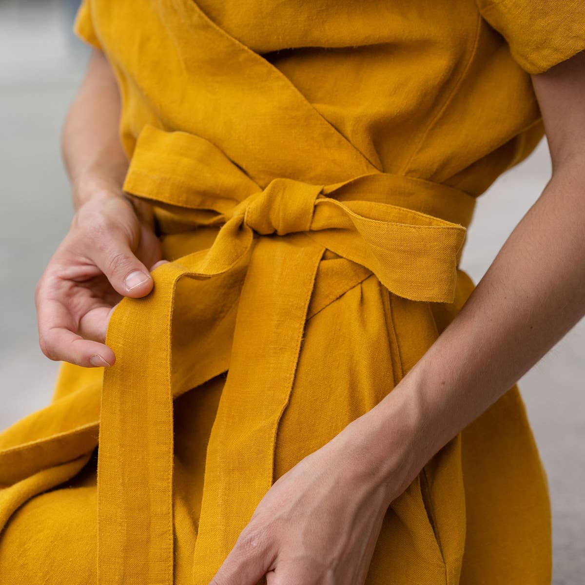 Organic 100% Linen Wrap Dress Eliana