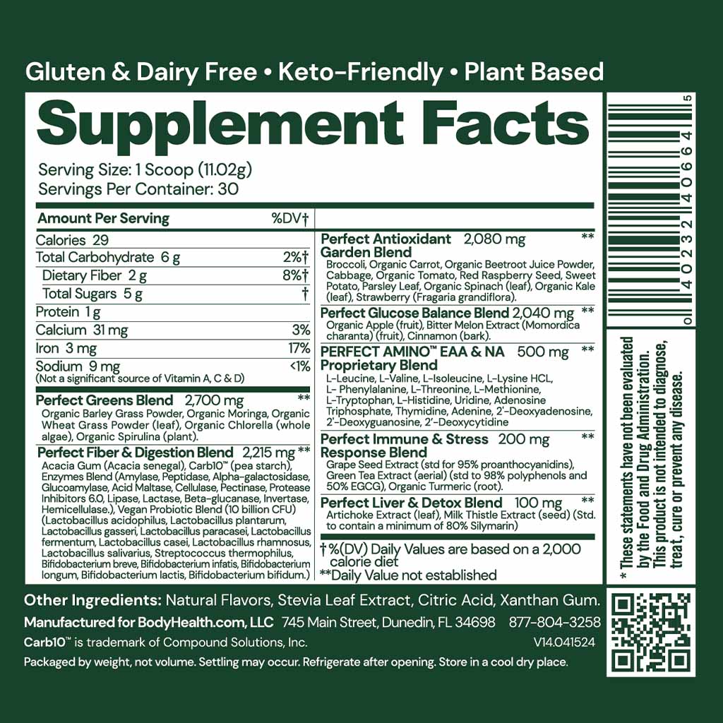 Greens (with PerfectAmino)
(30 serv. or box of 15 packets)