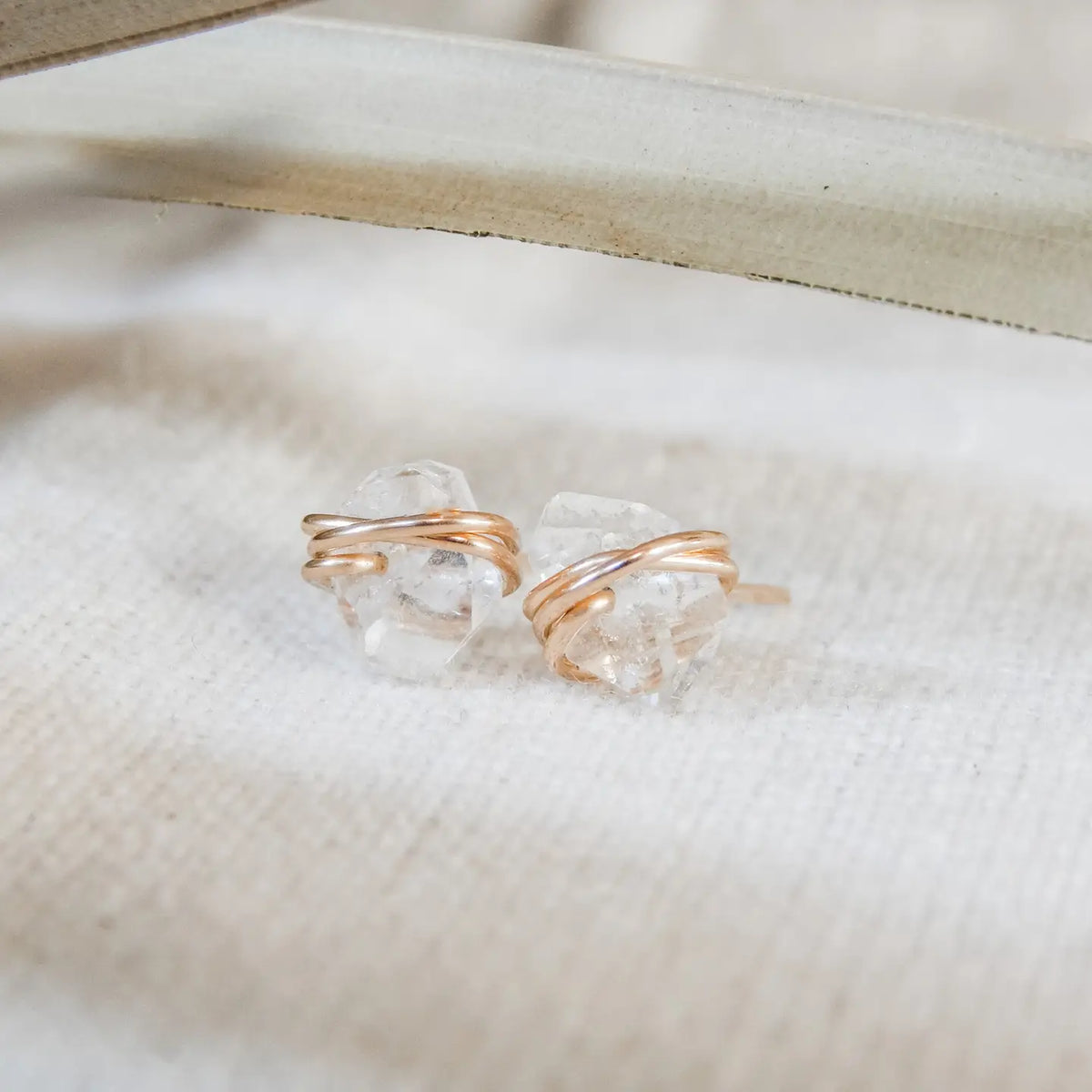 Herkimer Diamond Stud Earrings - Hypoallergenic, Natural