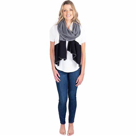 Dreamsoft Organic Cotton Travel Scarf - Gray Colorblock