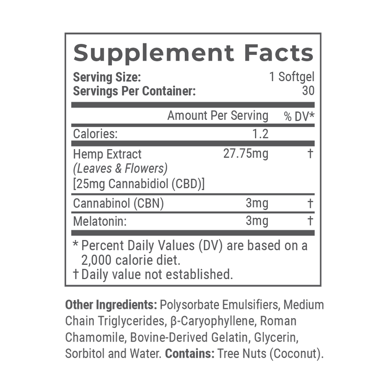 Broad Spectrum CBD Softgels with Melatonin & CBN for Sleep
