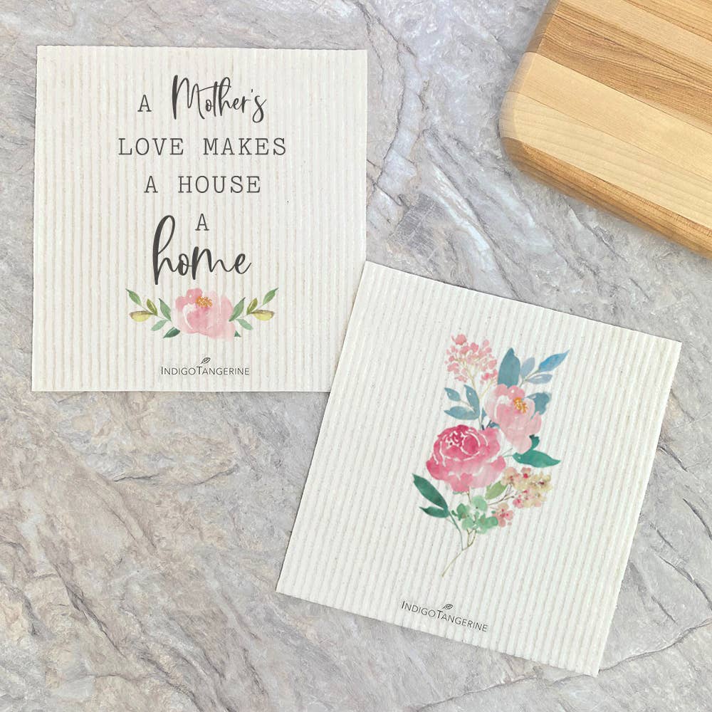 Mother's Love Home, Flowers 2pk - Mother's Day Dish Cloth