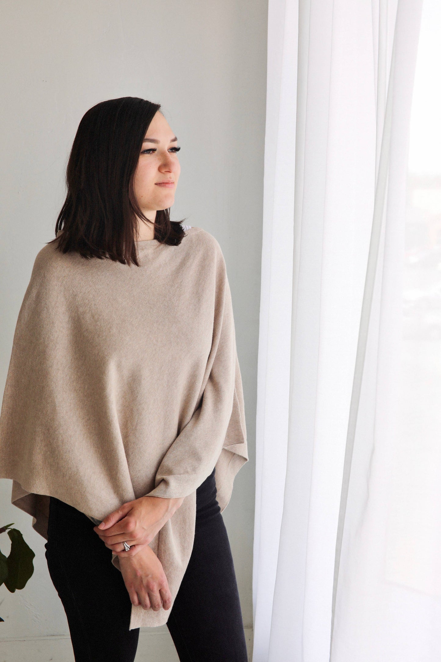 Women's Eco-Chic Poncho Sweater Knit Pullover (Organic)