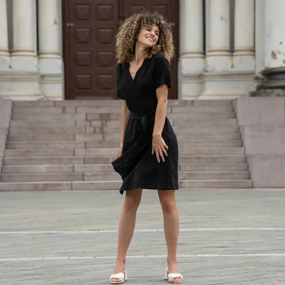 Organic 100% Linen Wrap Dress Eliana