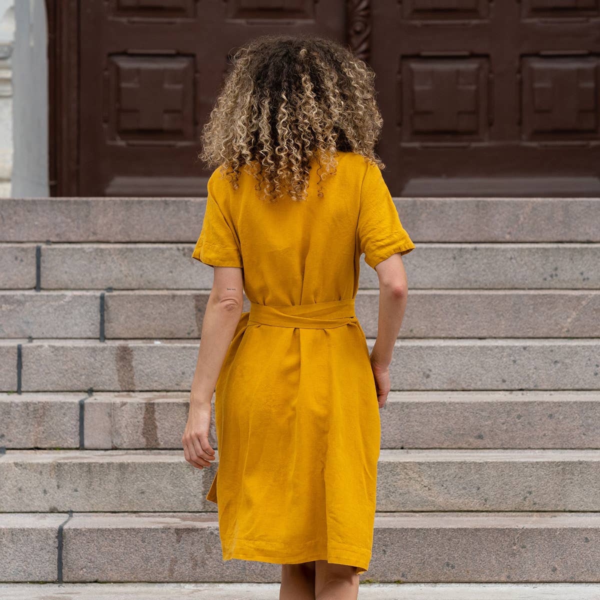 Organic 100% Linen Wrap Dress Eliana
