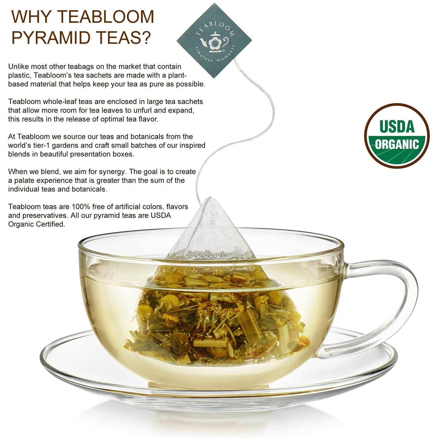 Teabloom World Pyramid Tea Collection, 24 Organic Teas