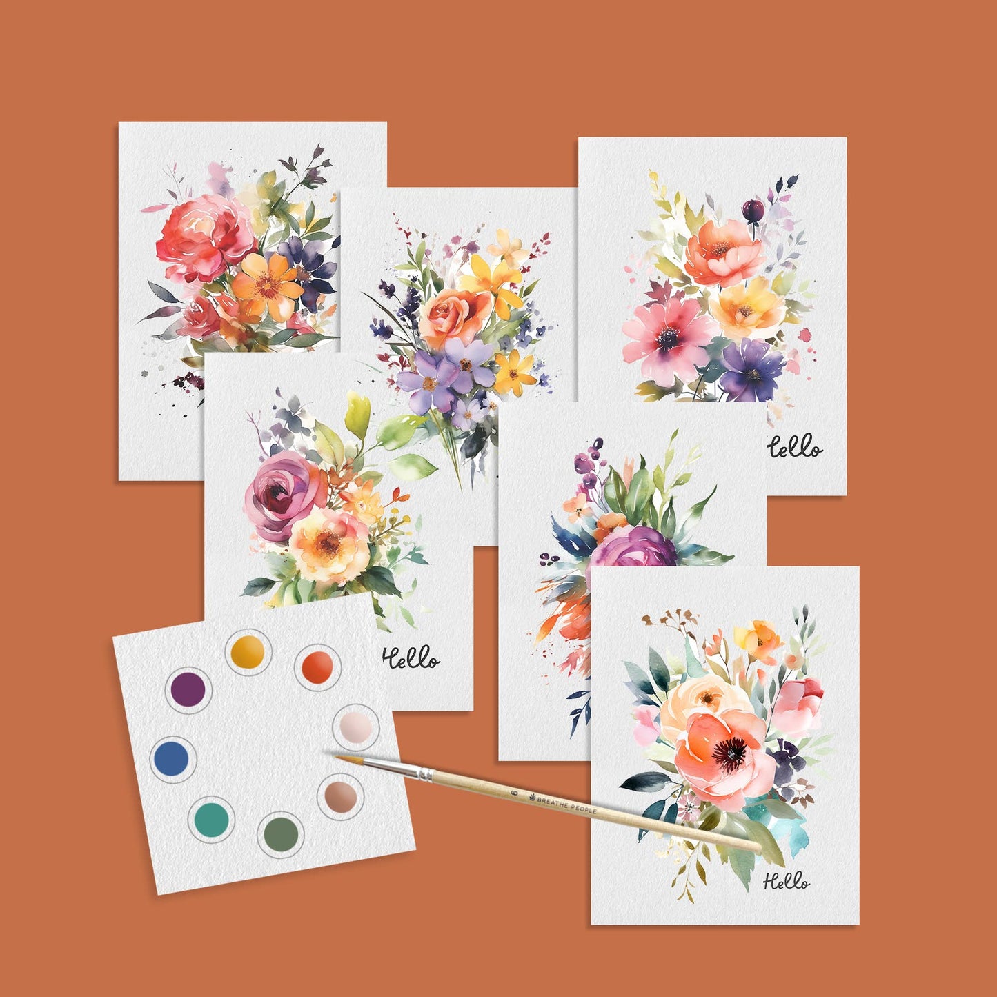 Watercolor Hand-Painted Postcard Kit: Botanicals