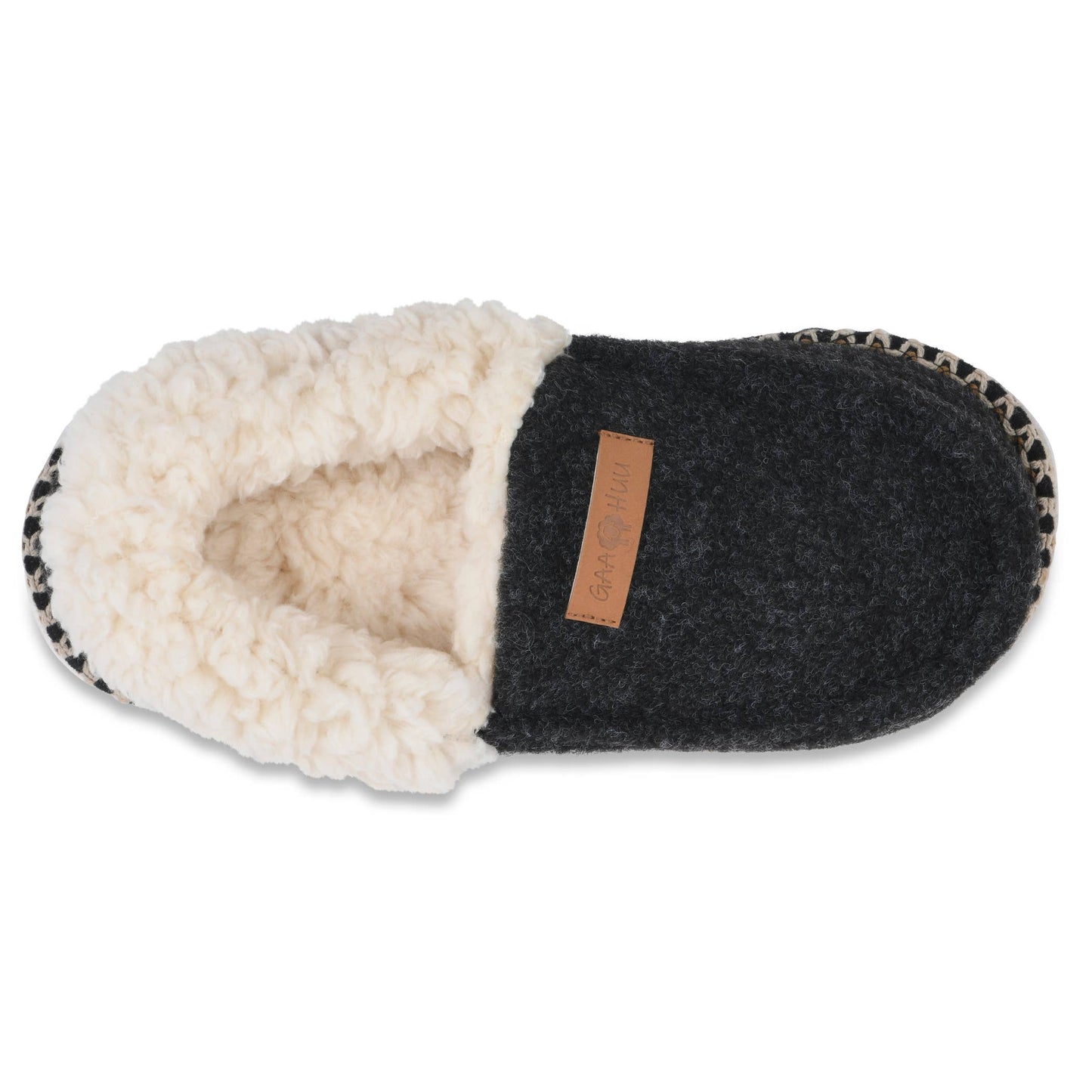 Womens faux wool faur fur collared mocassin slipper