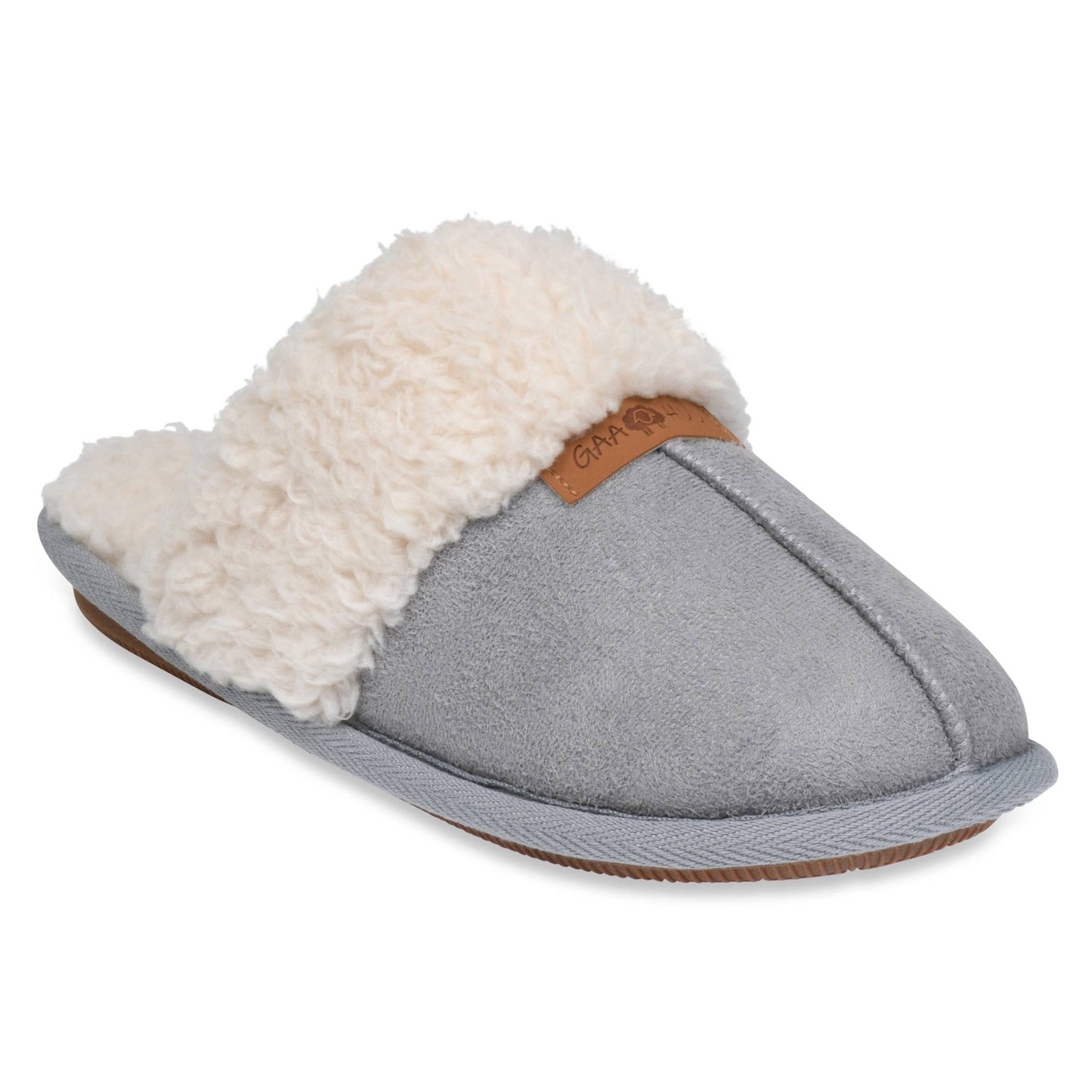Womens polysuede collared memory foam scuff slipper