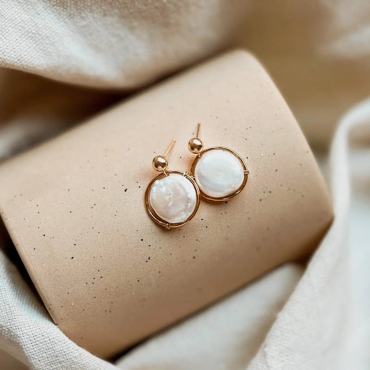Fresh Water Pearl Halo Earrings - Hypoallergenic