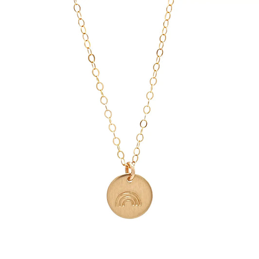 Rainbow Disc Necklace - Hand Stamped, Minimalist